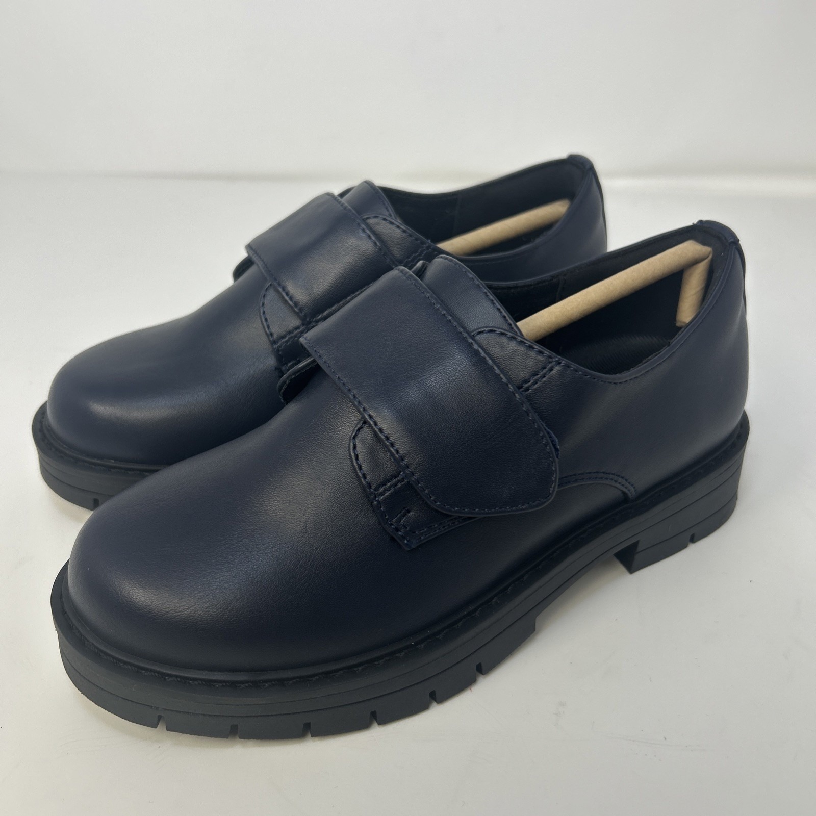 Dream Pairs Kids Dress Loafers Size 1 Us Navy Blue Uniform Shoes With Strap